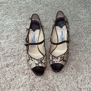 Jimmy Choo snakeskin peep toe heels